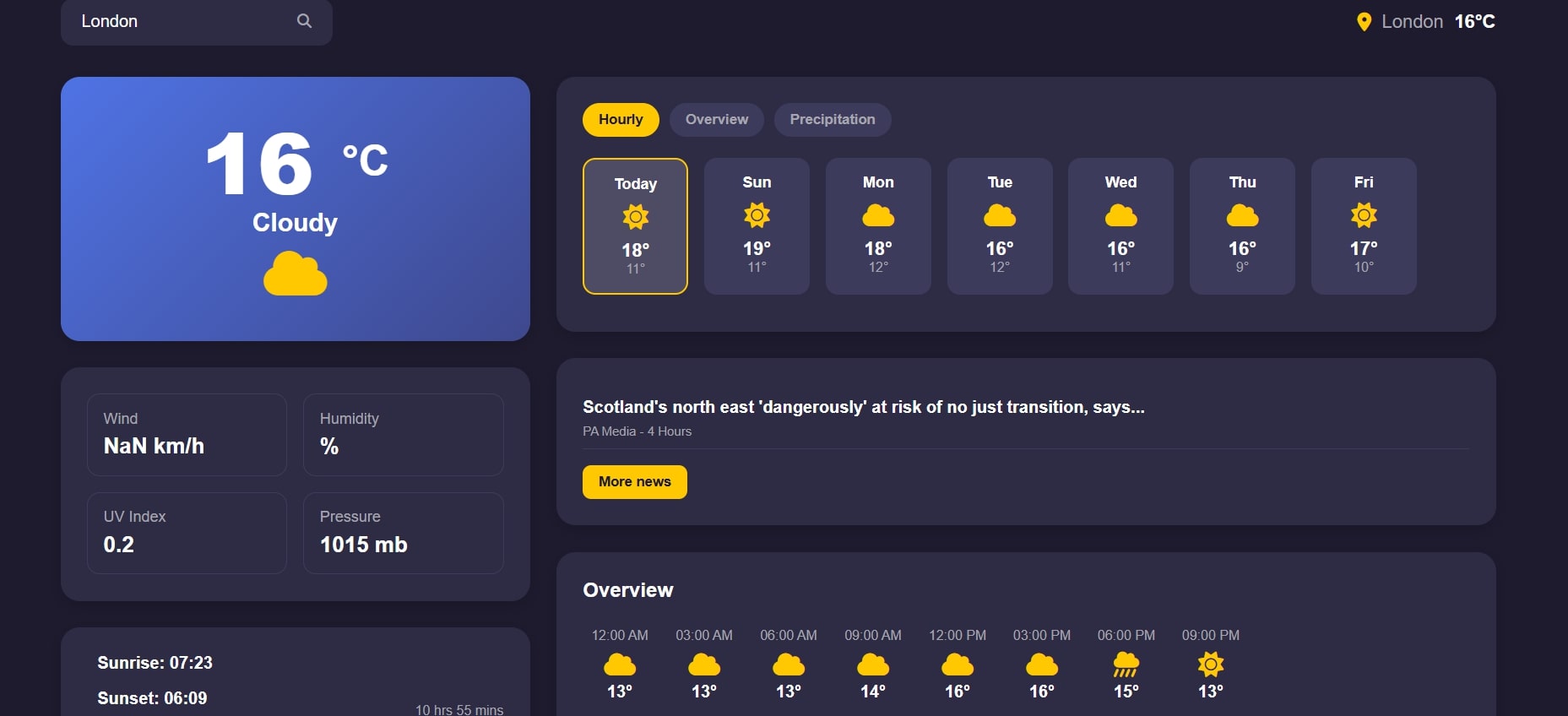 Weather Page Project Screenshot